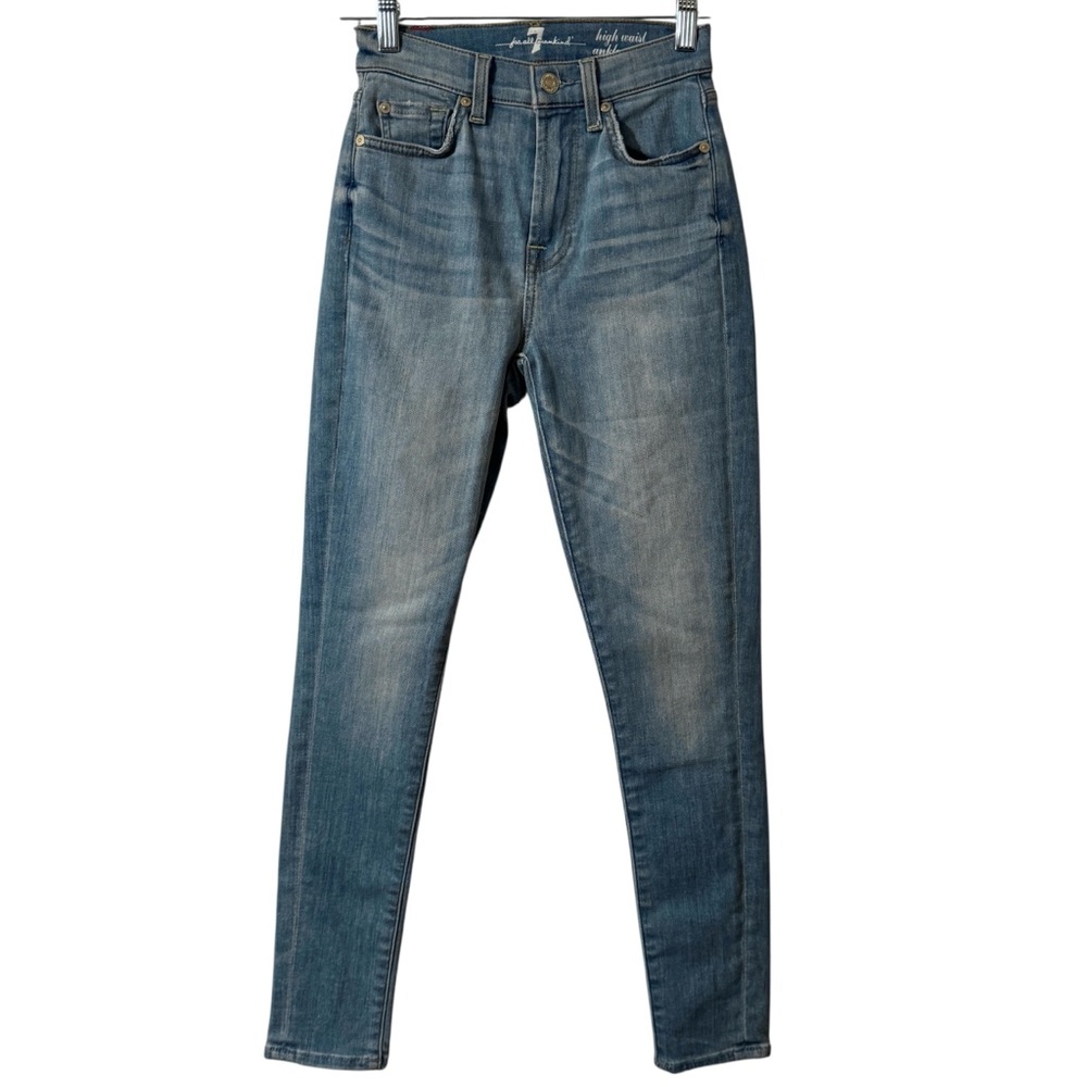 7 For All Mankind Gwenevere High Waist Ankle Jean Light Wash Denim Womens 24